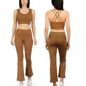 NINQ Combo Set for Women Gym Wear Featuring Compression Sports Bra and Wide Leg Tight – Premium Compression Wear for Yoga, Workout, Running & Active Sports