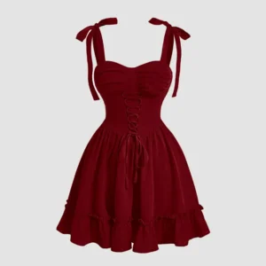 Sweetheart Neck Cherry Dress